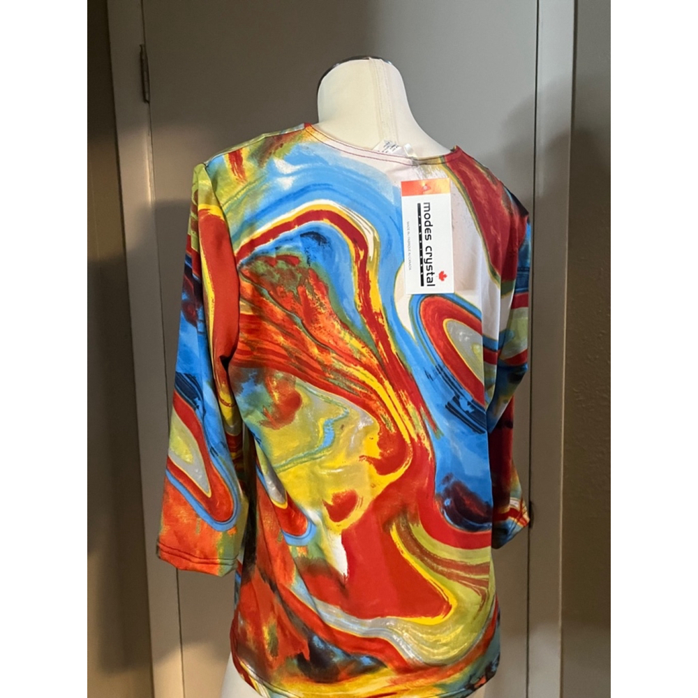 nwt polyester womens dress blouse ny modes crystal 3/4 sleeve neck choose sizes - Picture 11 of 14